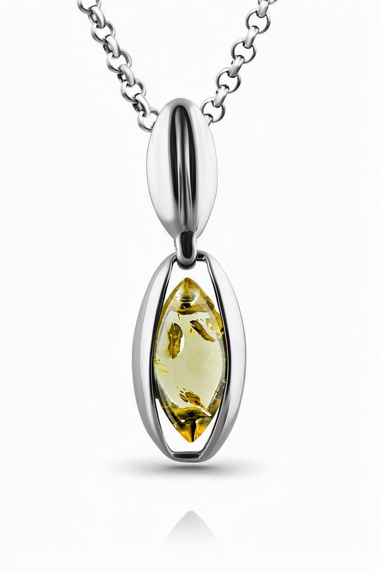 Marquise Lemon Amber Silver Pendant — DARVIN (Pre-Order)