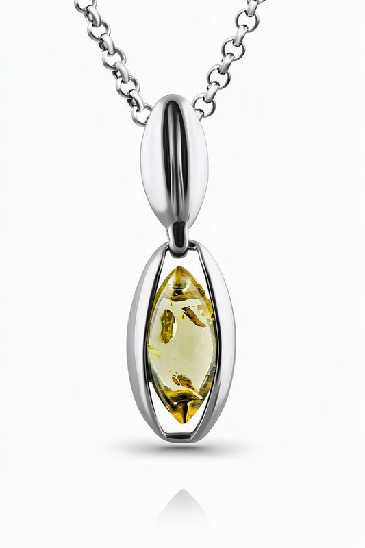 Marquise Lemon Amber Silver Pendant — DARVIN (Pre-Order)