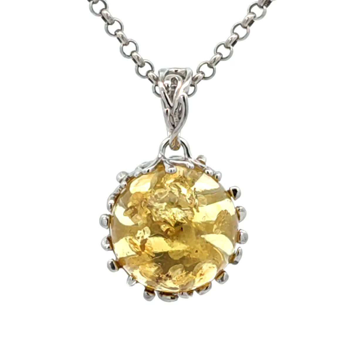 Round Lemon Amber Silver Pendant — DARVIN (Pre-Order)