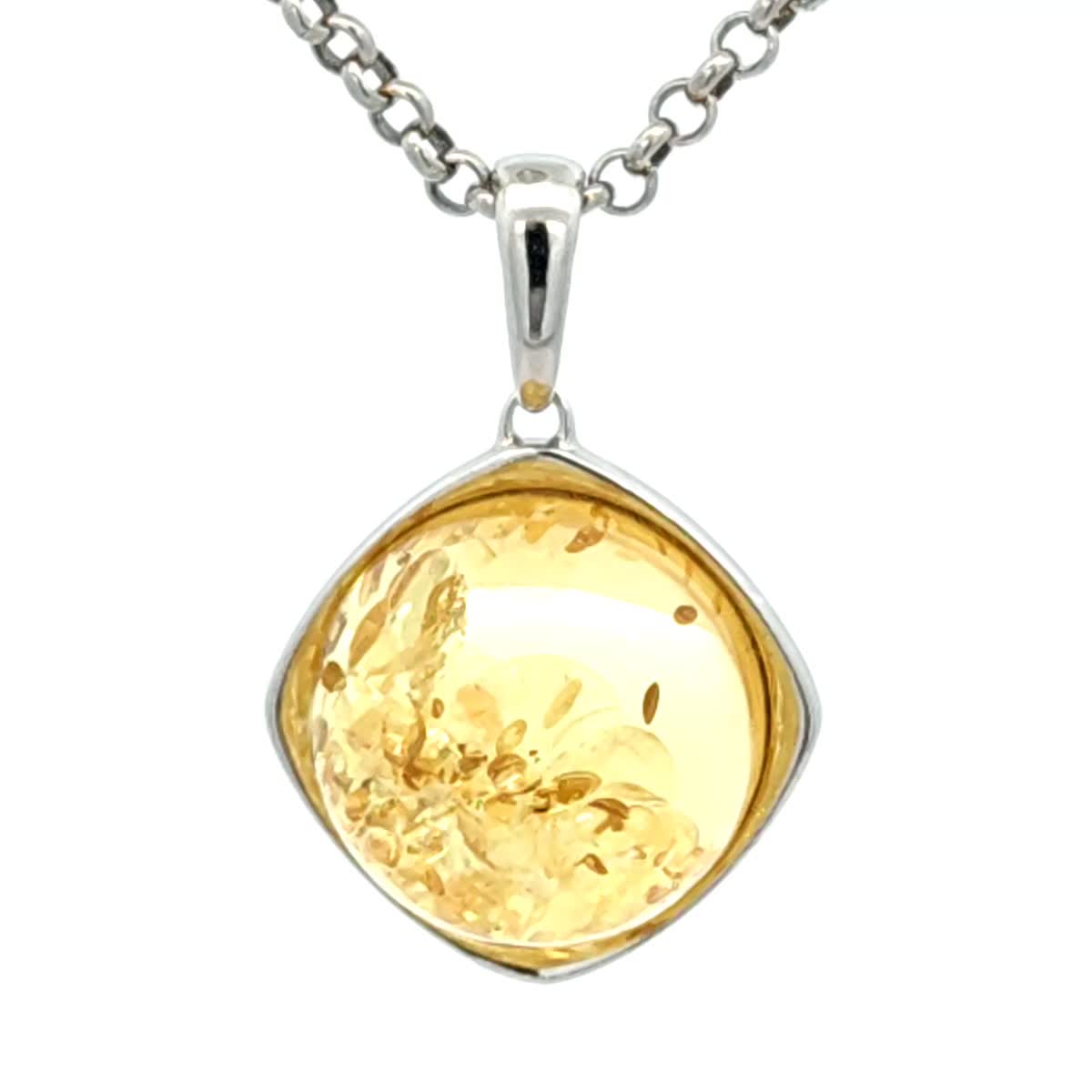 Round Lemon Amber Silver Pendant — DARVIN (Pre-Order)