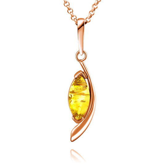 Marquise Lemon Amber Silver Pendant — DARVIN