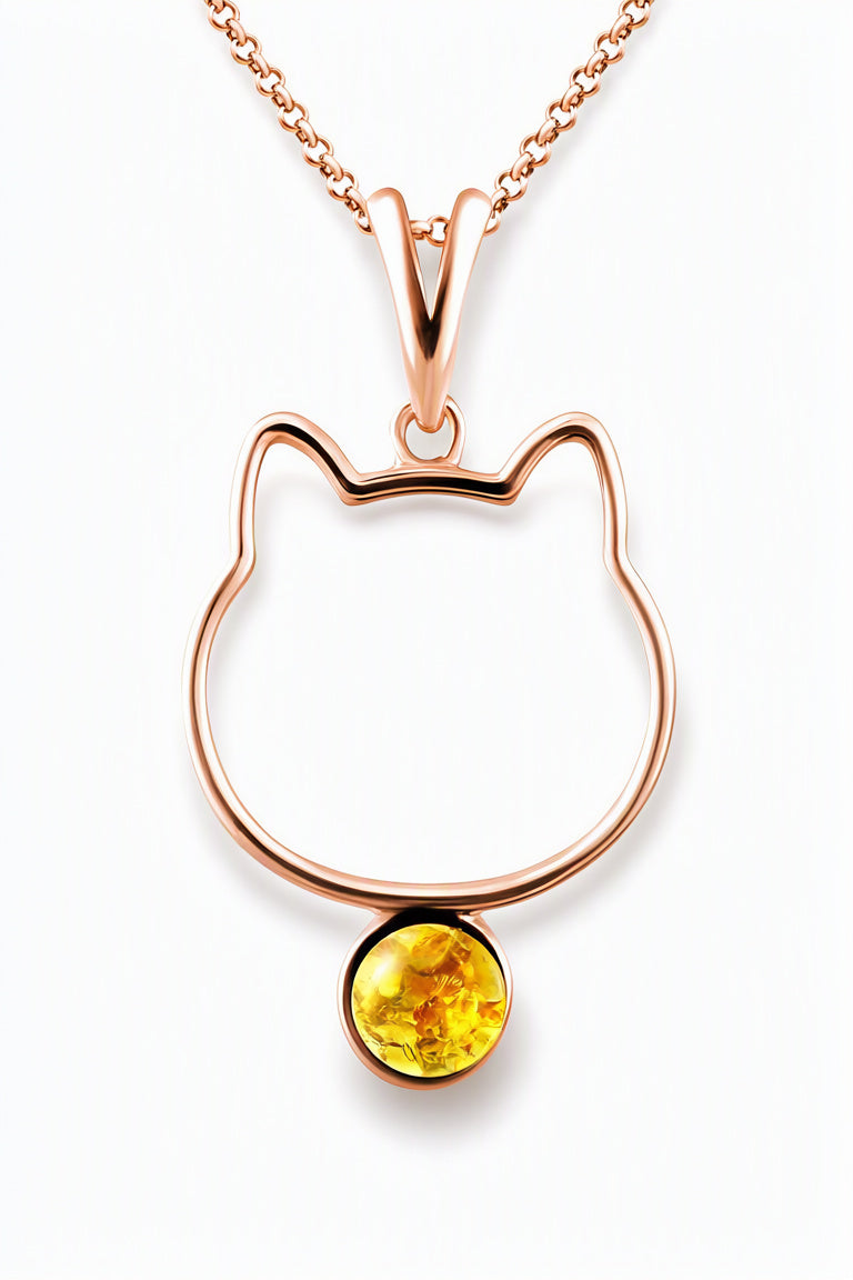 Round Lemon Amber Silver Pendant — DARVIN (Pre-Order)
