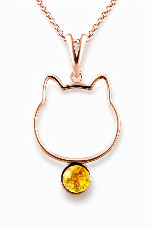 Round Lemon Amber Silver Pendant — DARVIN (Pre-Order)