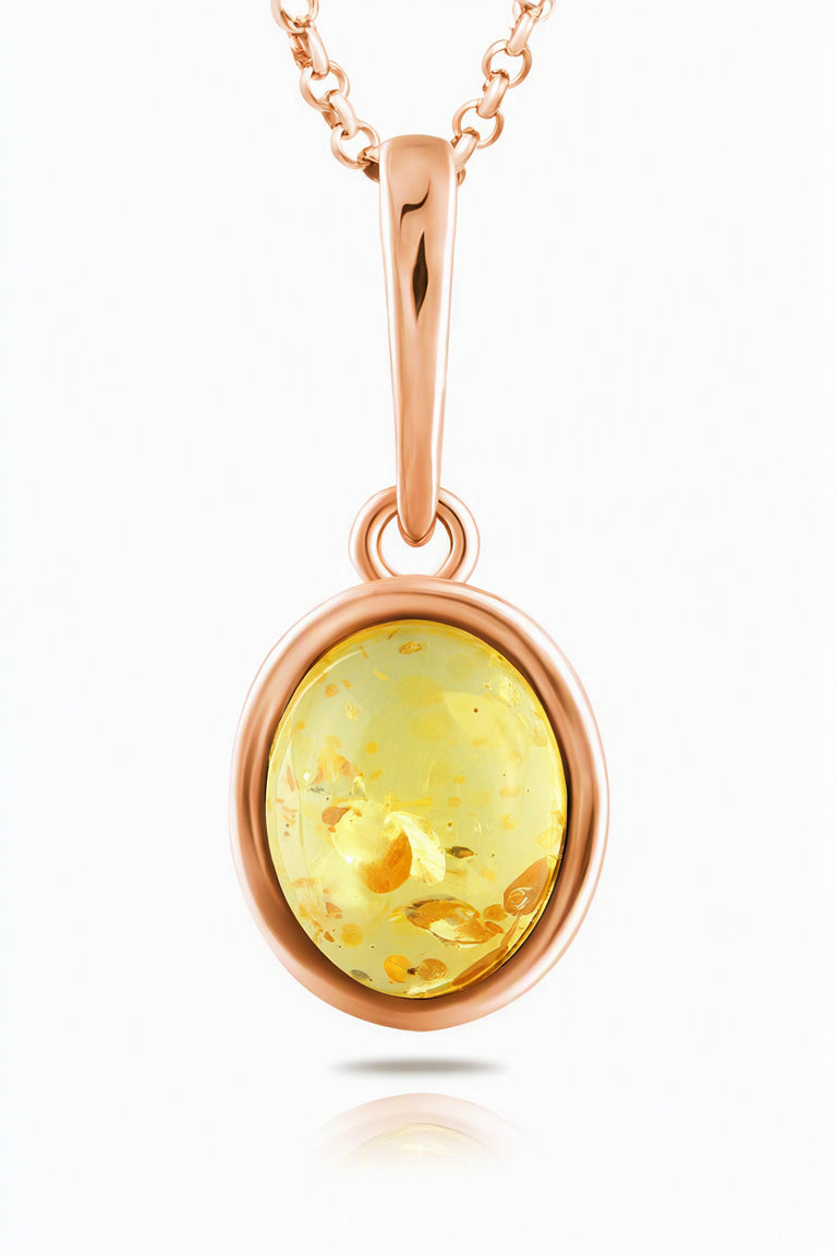 Oval Lemon Amber Silver Pendant — DARVIN (Pre-Order)