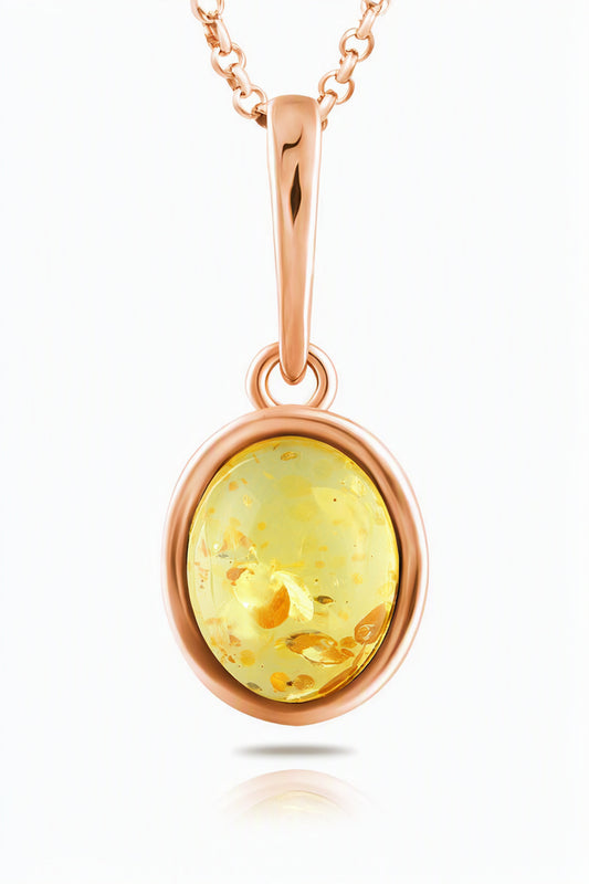 Oval Lemon Amber Silver Pendant — DARVIN (Pre-Order)