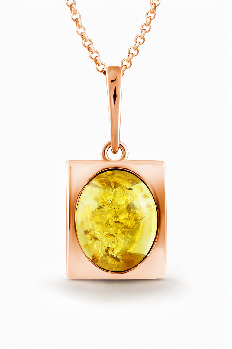 Oval Lemon Amber Silver Pendant — DARVIN (Pre-Order)