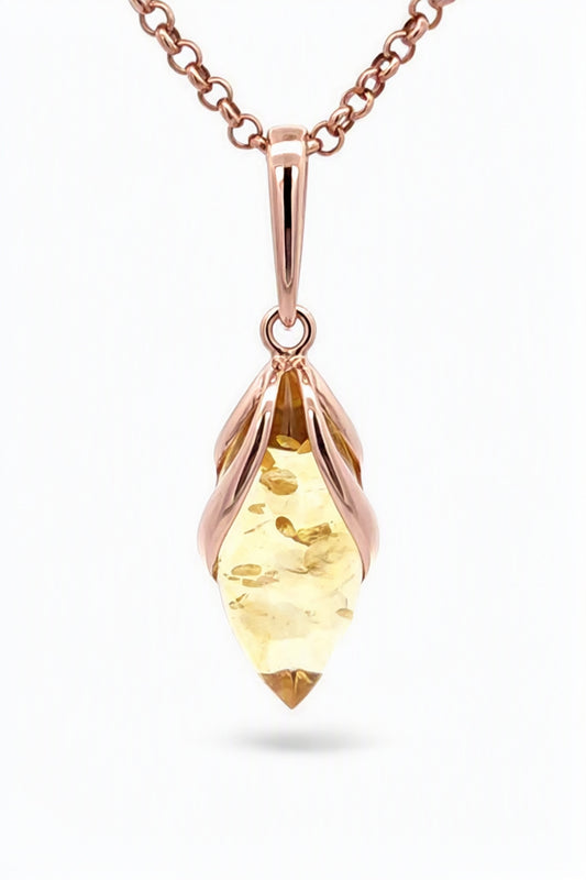 Marquise Lemon Amber Silver Pendant — DARVIN (Pre-Order)