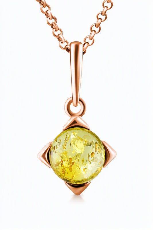 Round Lemon Amber Silver Pendant — DARVIN (Pre-Order)