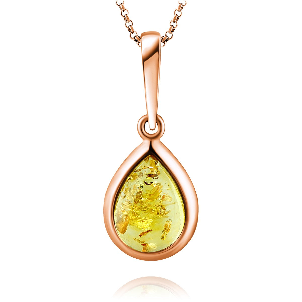 Teardrop Lemon Amber Silver Pendant — DARVIN (Pre-Order)
