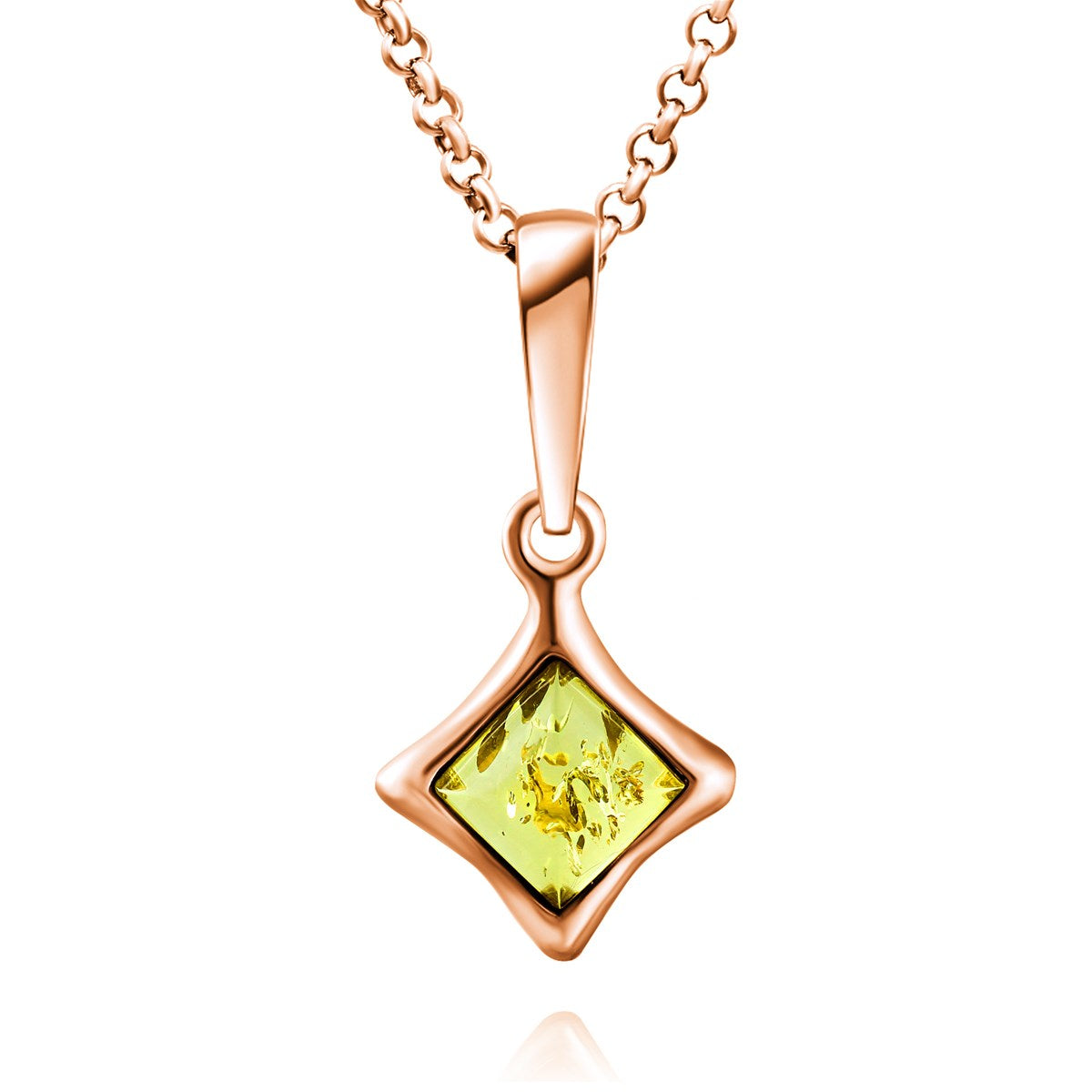 Square Lemon Amber Silver Pendant — DARVIN (Pre-Order)