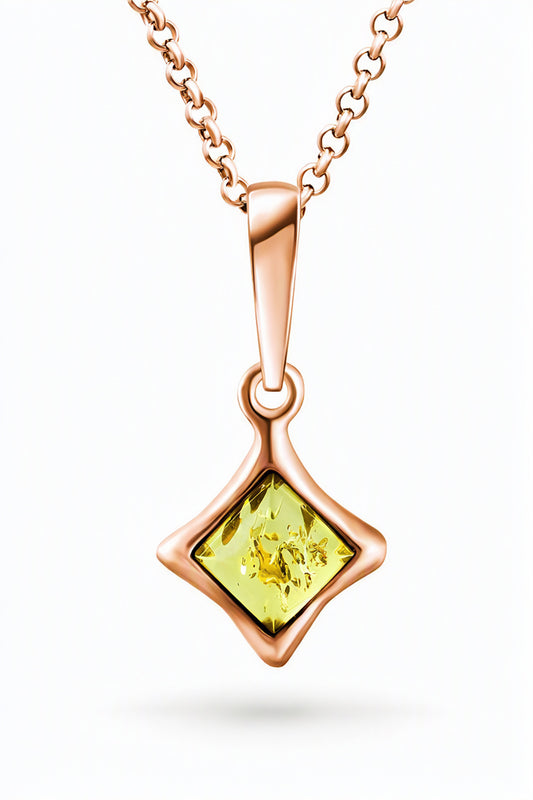 Square Lemon Amber Silver Pendant — DARVIN (Pre-Order)