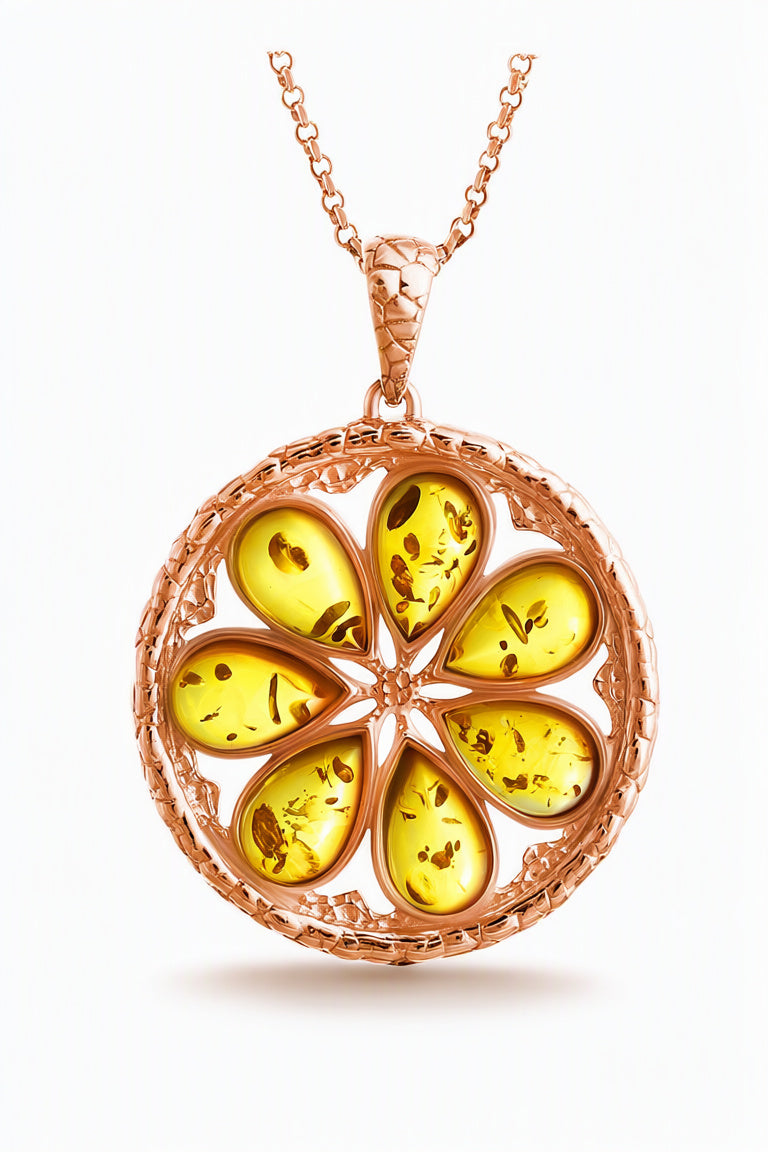 Teardrop Lemon Amber Silver Pendant — DARVIN (Pre-Order)