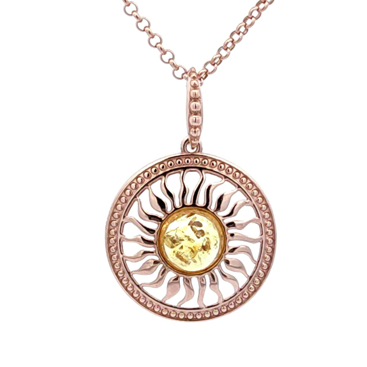 Round Lemon Amber Silver Pendant — DARVIN (Pre-Order)