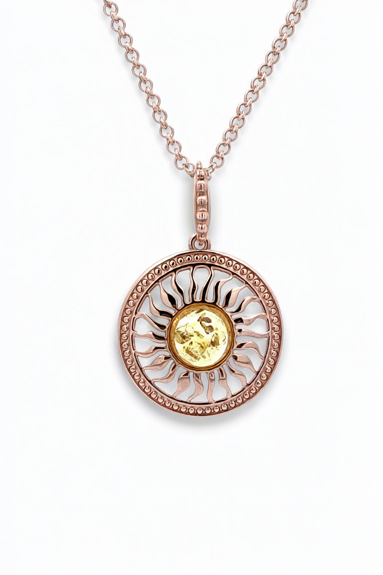 Round Lemon Amber Silver Pendant — DARVIN (Pre-Order)