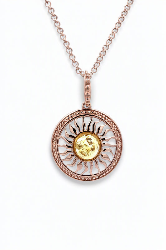 Round Lemon Amber Silver Pendant — DARVIN (Pre-Order)