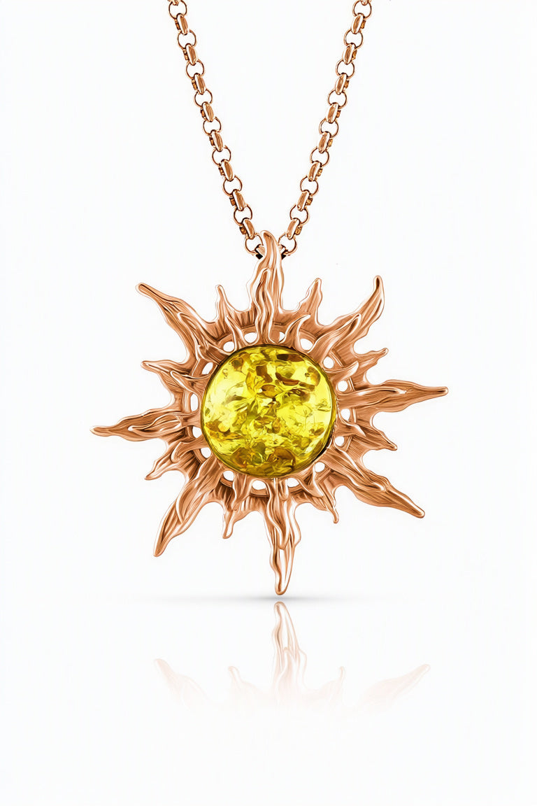 Round Lemon Amber Silver Pendant — DARVIN (Pre-Order)