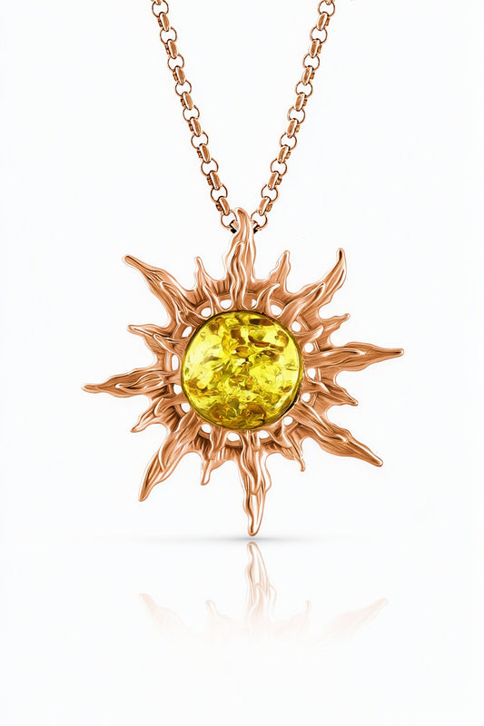 Round Lemon Amber Silver Pendant — DARVIN (Pre-Order)