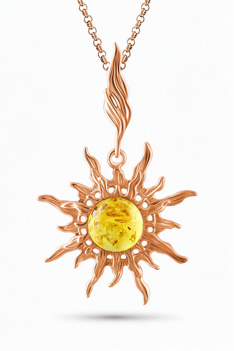 Round Lemon Amber Silver Pendant — DARVIN (Pre-Order)