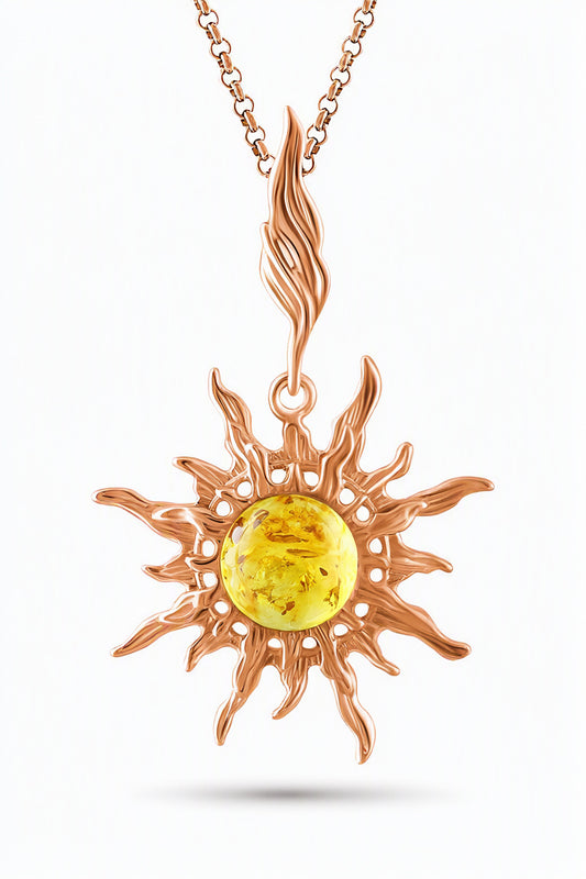 Round Lemon Amber Silver Pendant — DARVIN (Pre-Order)