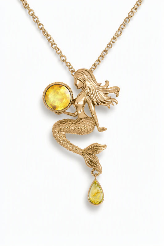 Round Lemon Amber Silver Pendant — DARVIN (Pre-Order)