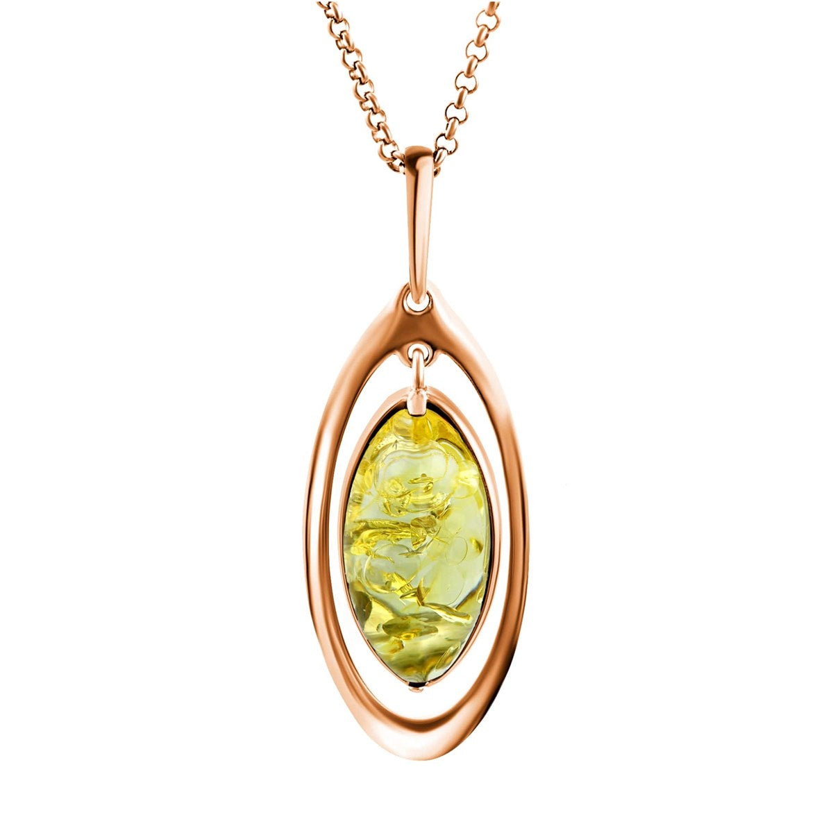 Oval Lemon Amber Silver Pendant — DARVIN (Pre-Order)