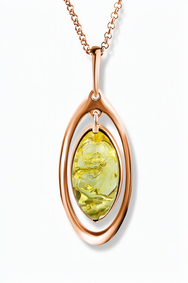 Oval Lemon Amber Silver Pendant — DARVIN (Pre-Order)