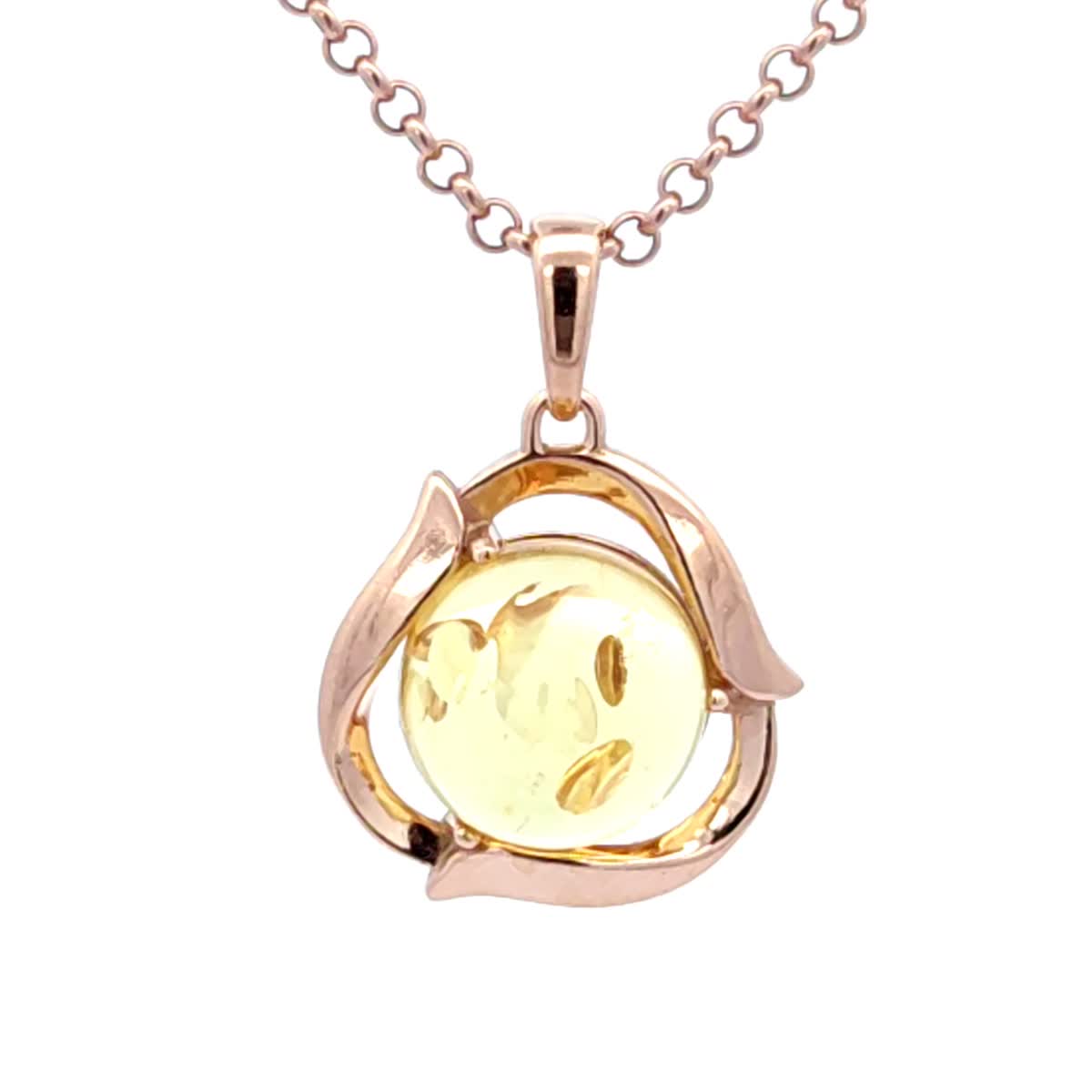 Round Lemon Amber Silver Pendant — DARVIN (Pre-Order)