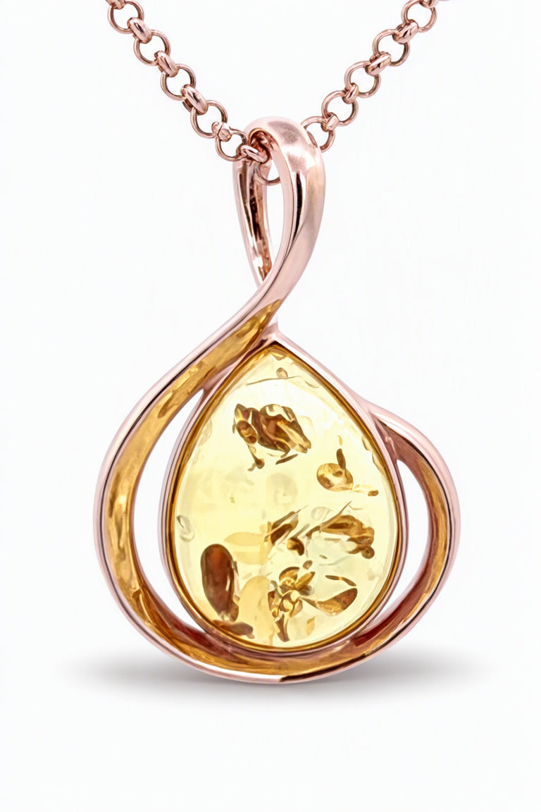Teardrop Lemon Amber Silver Pendant — DARVIN (Pre-Order)