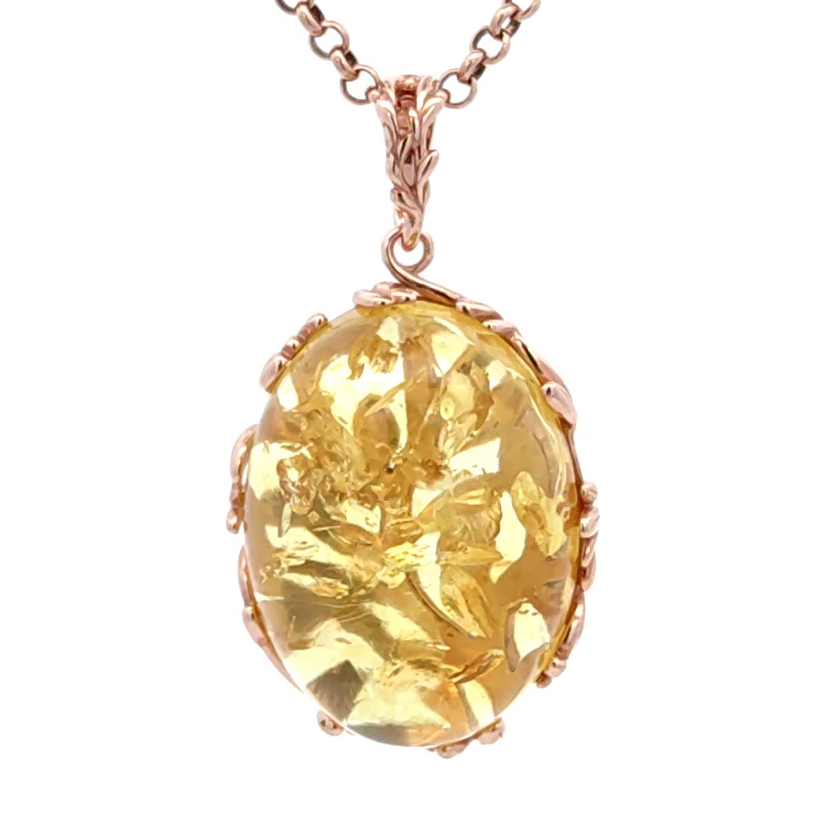 Oval Lemon Amber Silver Pendant — DARVIN (Pre-Order)