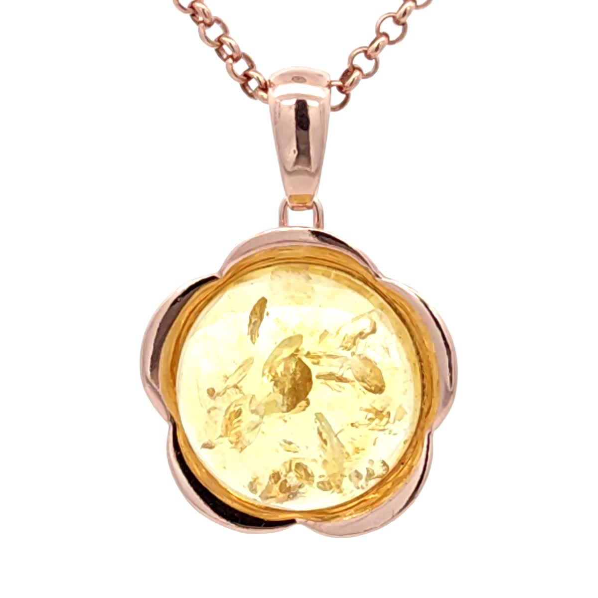 Round Lemon Amber Silver Pendant — DARVIN (Pre-Order)