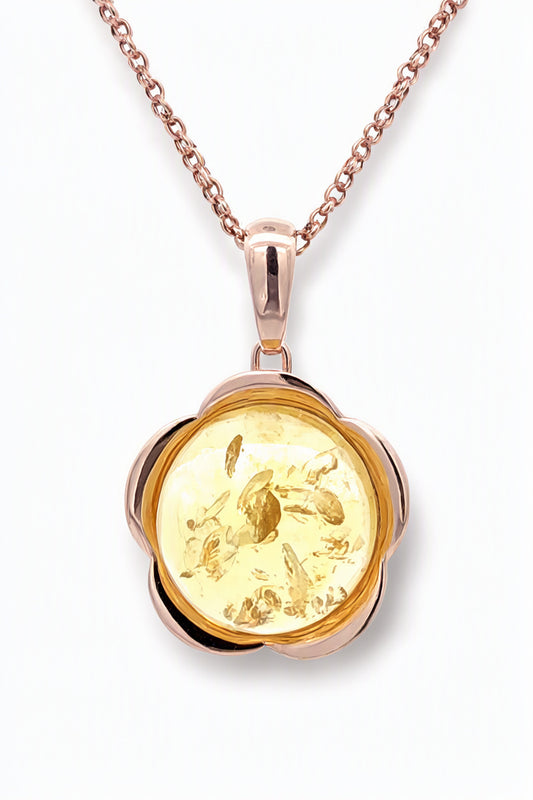 Round Lemon Amber Silver Pendant — DARVIN (Pre-Order)