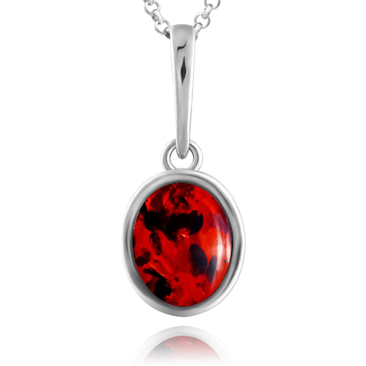 Oval Cognac Amber Silver Pendant — DARVIN (Pre-Order)