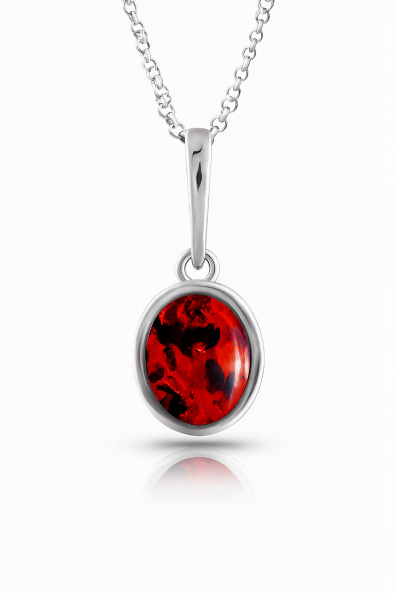 Oval Cognac Amber Silver Pendant — DARVIN (Pre-Order)
