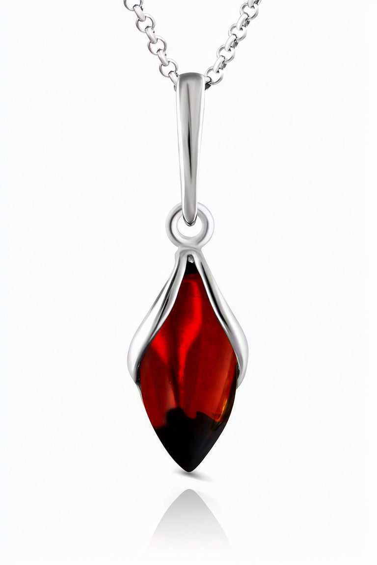 Marquise Cognac Amber Silver Pendant — DARVIN (Pre-Order)
