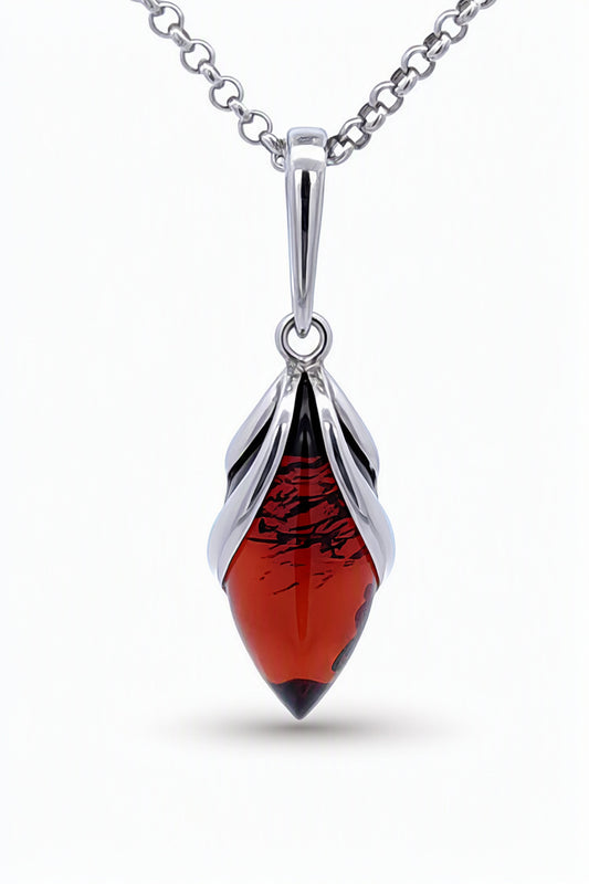 Marquise Cognac Amber Silver Pendant — DARVIN (Pre-Order)