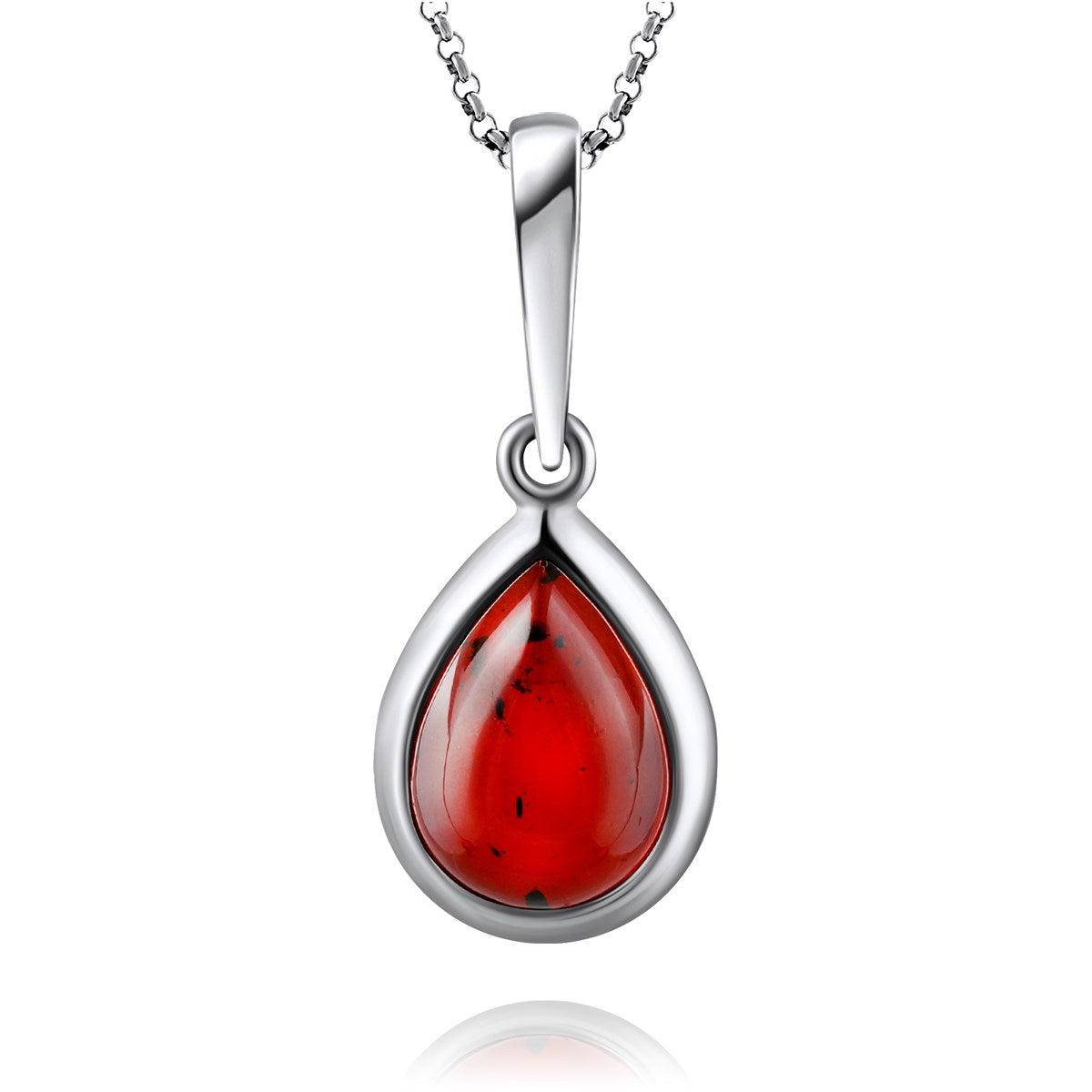 Teardrop Cognac Amber Silver Pendant — DARVIN (Pre-Order)