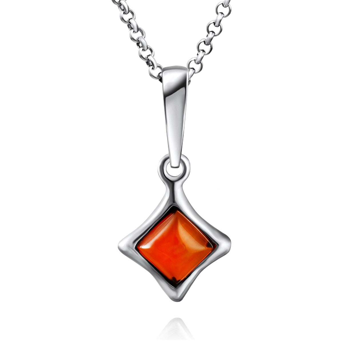 Square Cognac Amber Silver Pendant — DARVIN (Pre-Order)