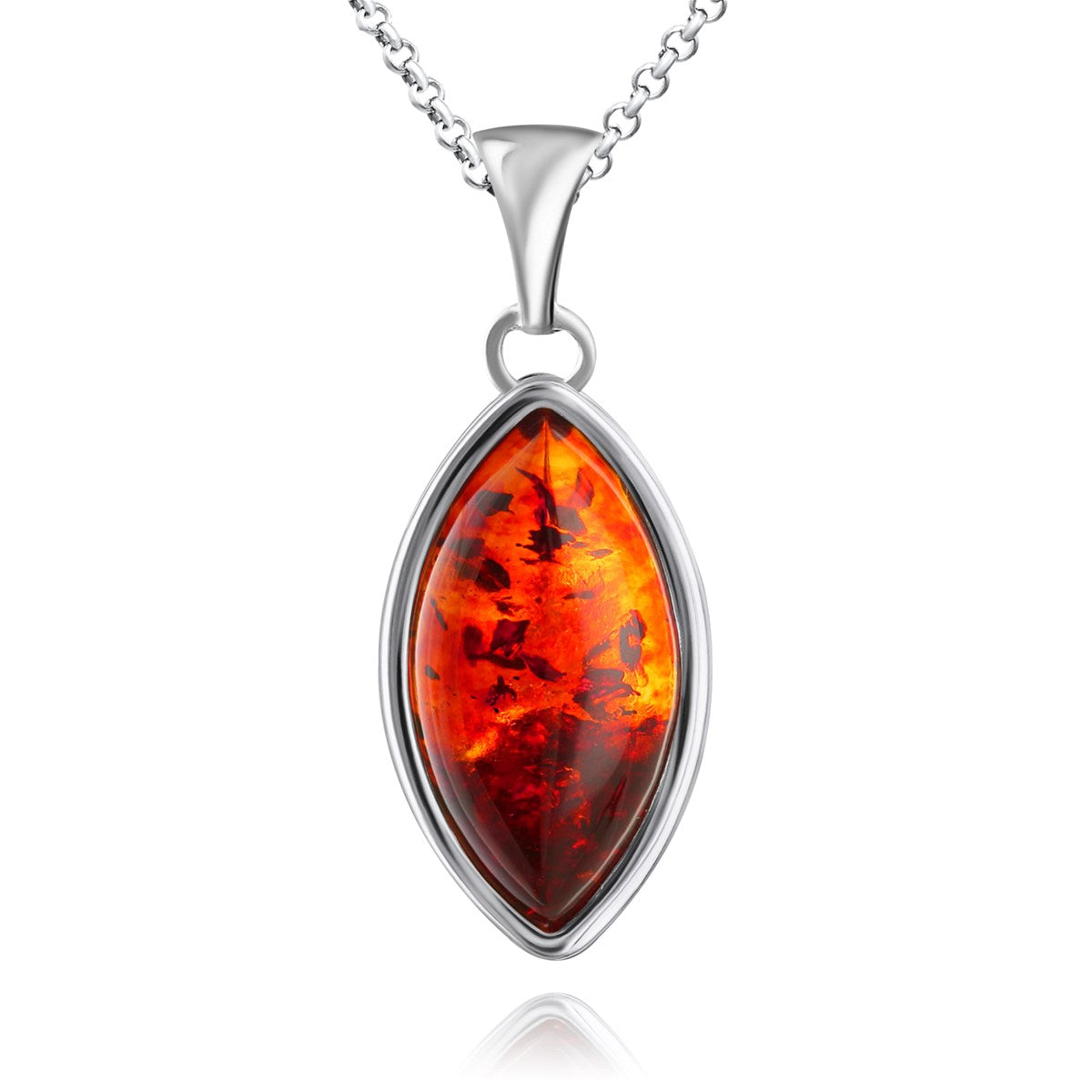 Marquise Cognac Amber Silver Pendant — DARVIN (Pre-Order)