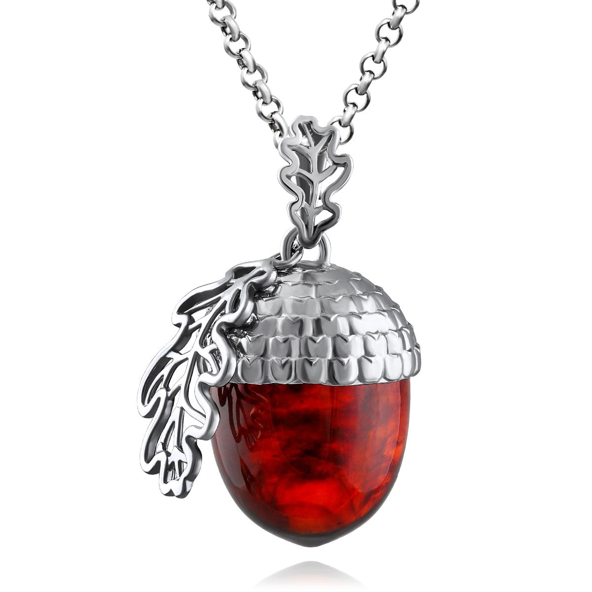Acorn Cognac Amber Silver Pendant — DARVIN (Pre-Order)