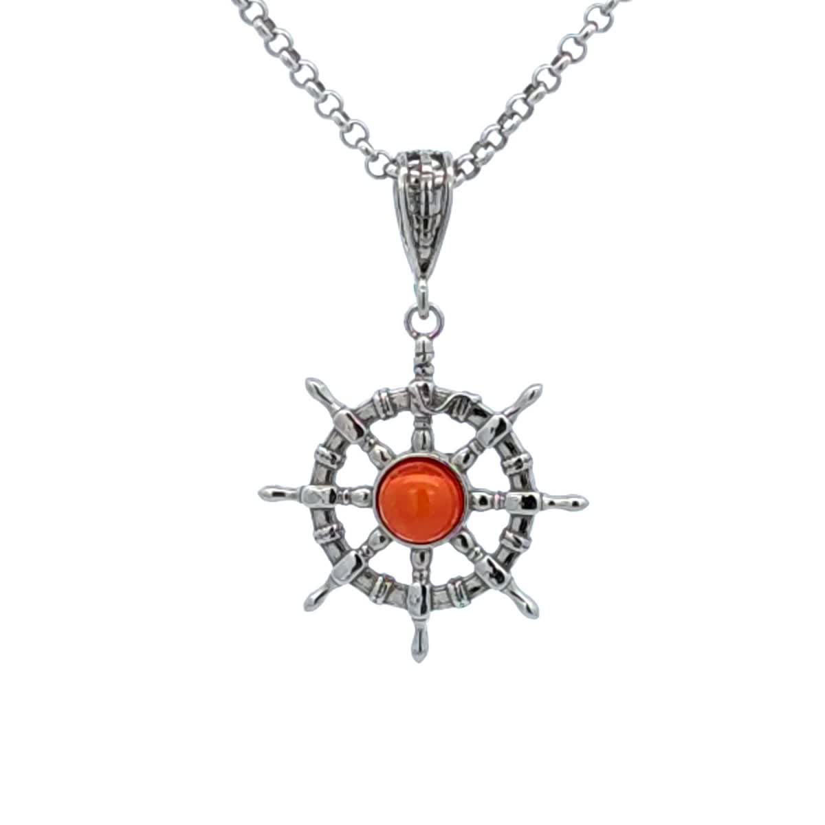 Round Cognac Amber Silver Pendant — DARVIN (Pre-Order)