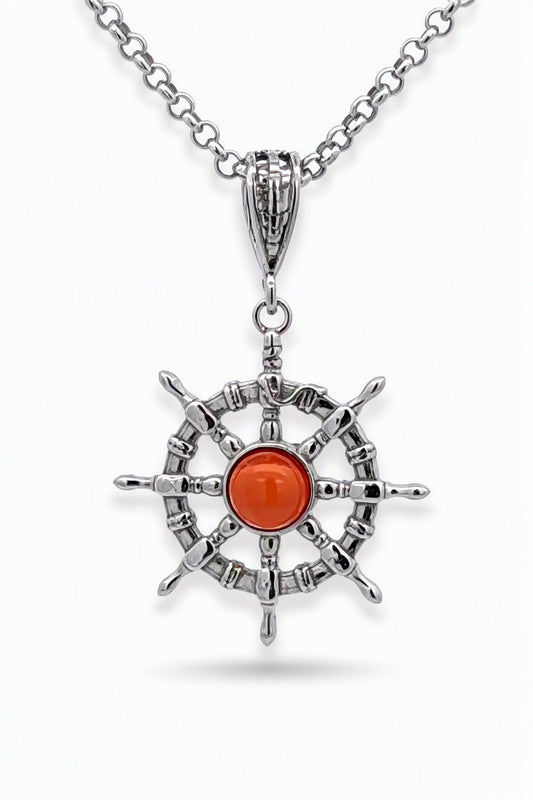 Round Cognac Amber Silver Pendant — DARVIN (Pre-Order)