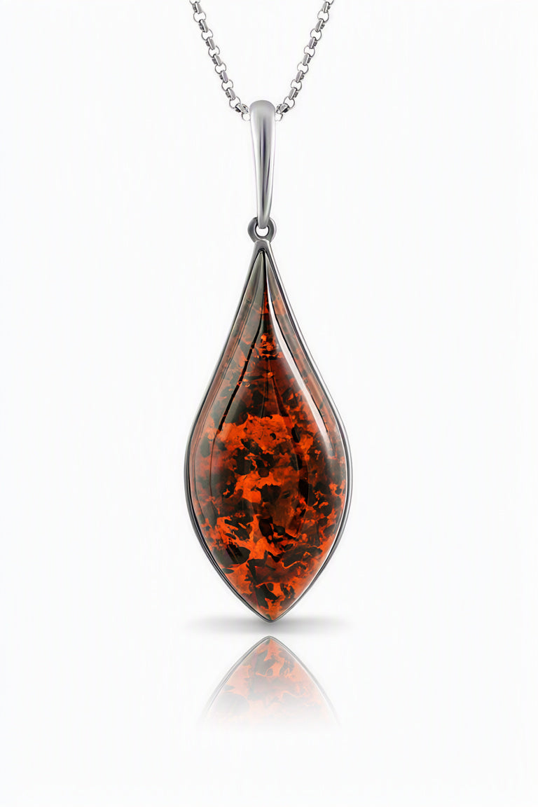 Cognac Amber Silver Pendant — DARVIN (Pre-Order)