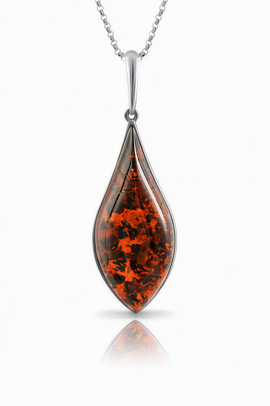 Cognac Amber Silver Pendant — DARVIN (Pre-Order)