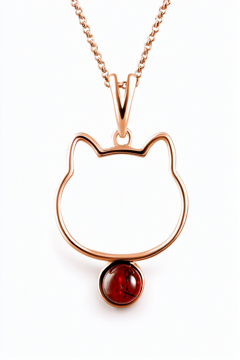 Round Cognac Amber Silver Pendant — DARVIN (Pre-Order)