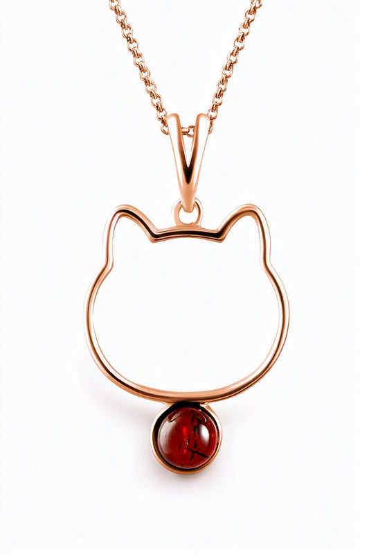 Round Cognac Amber Silver Pendant — DARVIN (Pre-Order)