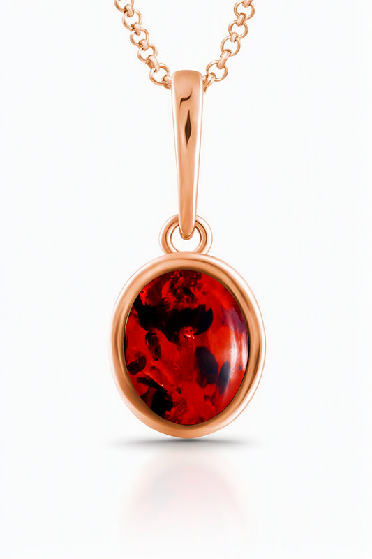 Oval Cognac Amber Silver Pendant — DARVIN (Pre-Order)