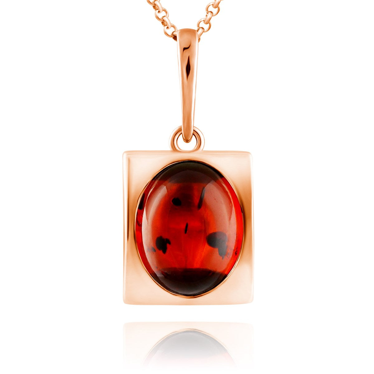 Oval Cognac Amber Silver Pendant — DARVIN (Pre-Order)