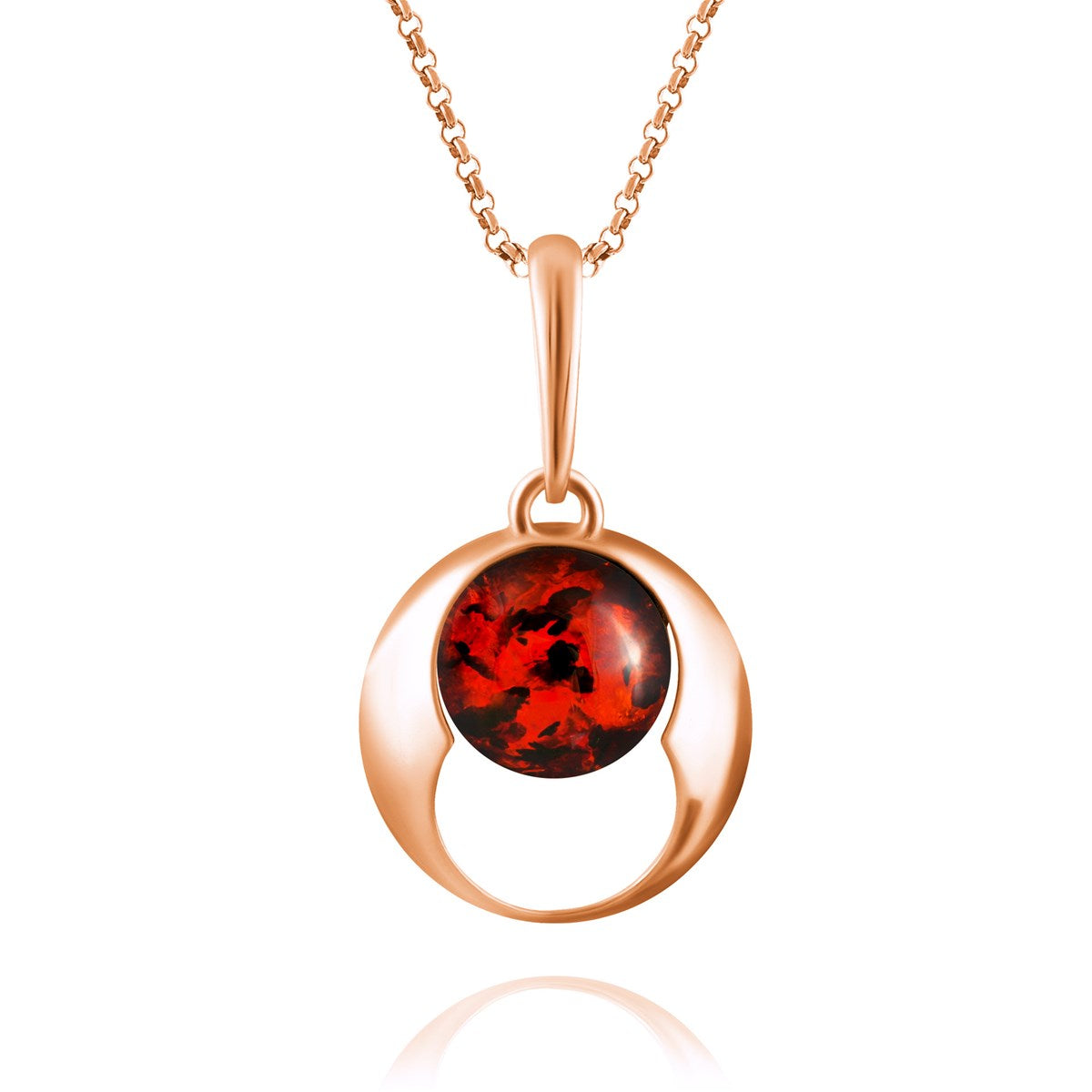 Round Cognac Amber Silver Pendant — DARVIN (Pre-Order)
