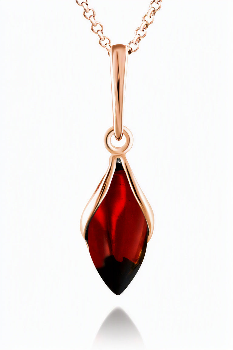 Marquise Cognac Amber Silver Pendant — DARVIN (Pre-Order)