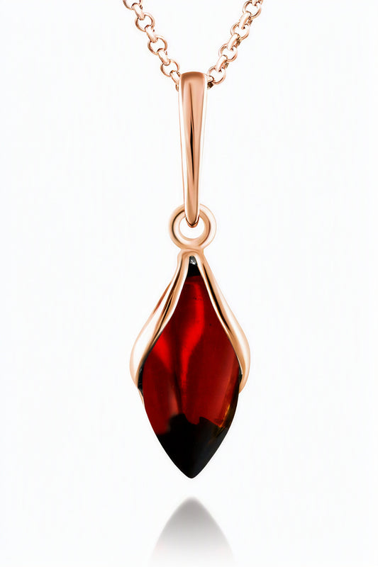 Marquise Cognac Amber Silver Pendant — DARVIN (Pre-Order)